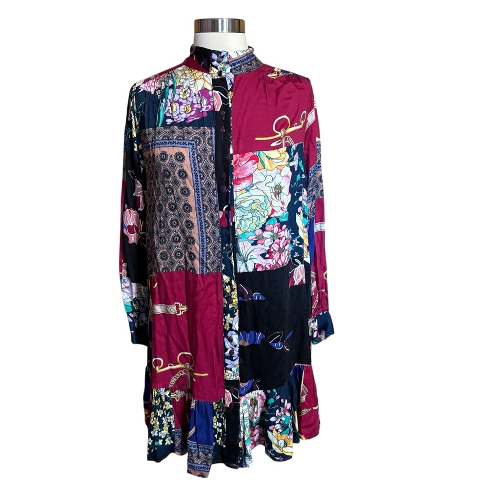 Tiny Anthropologie Patchwork Floral Long Sleeve O… - image 1